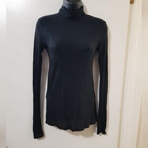 BCBG Max Azria Sheer Black Turtleneck Layering Top M